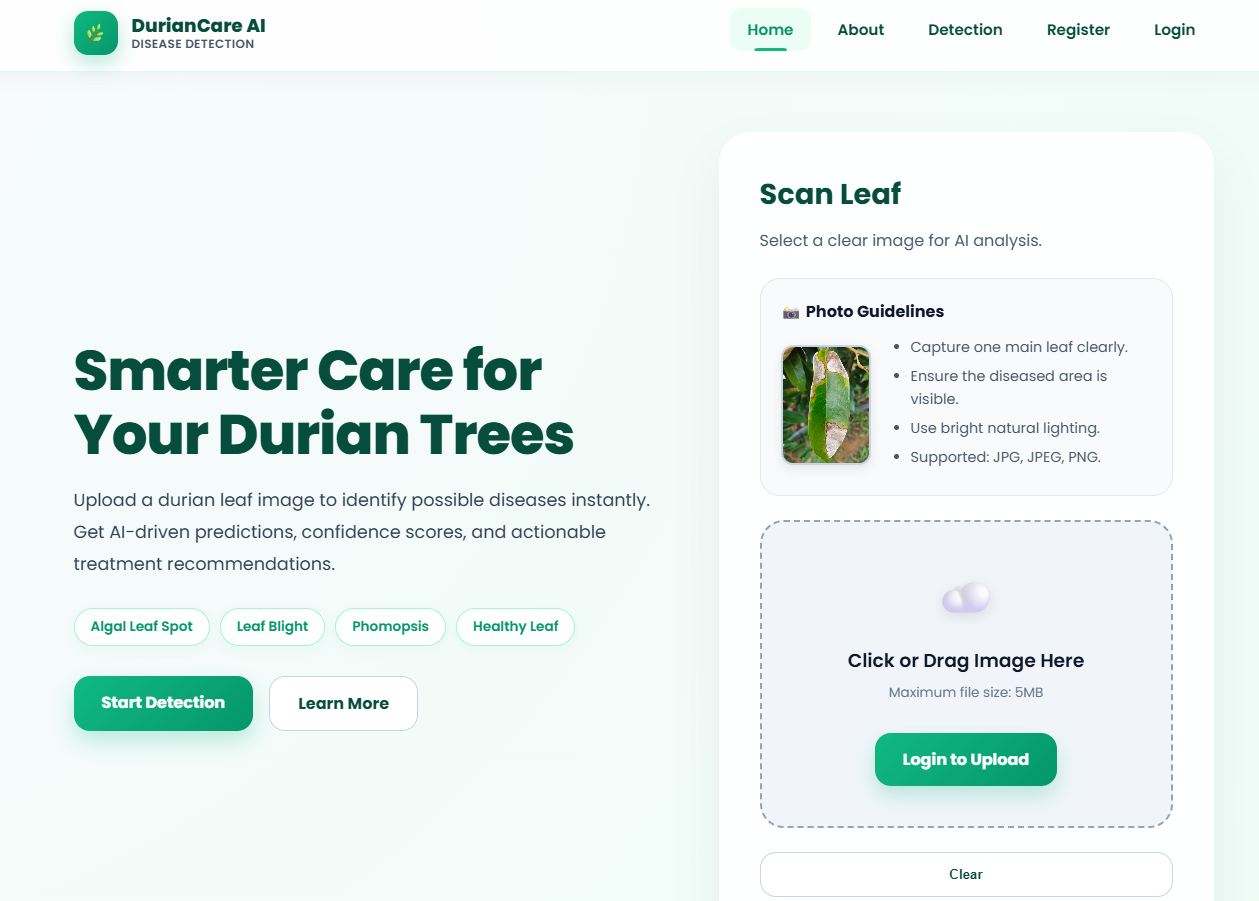 DurianCare main page interface